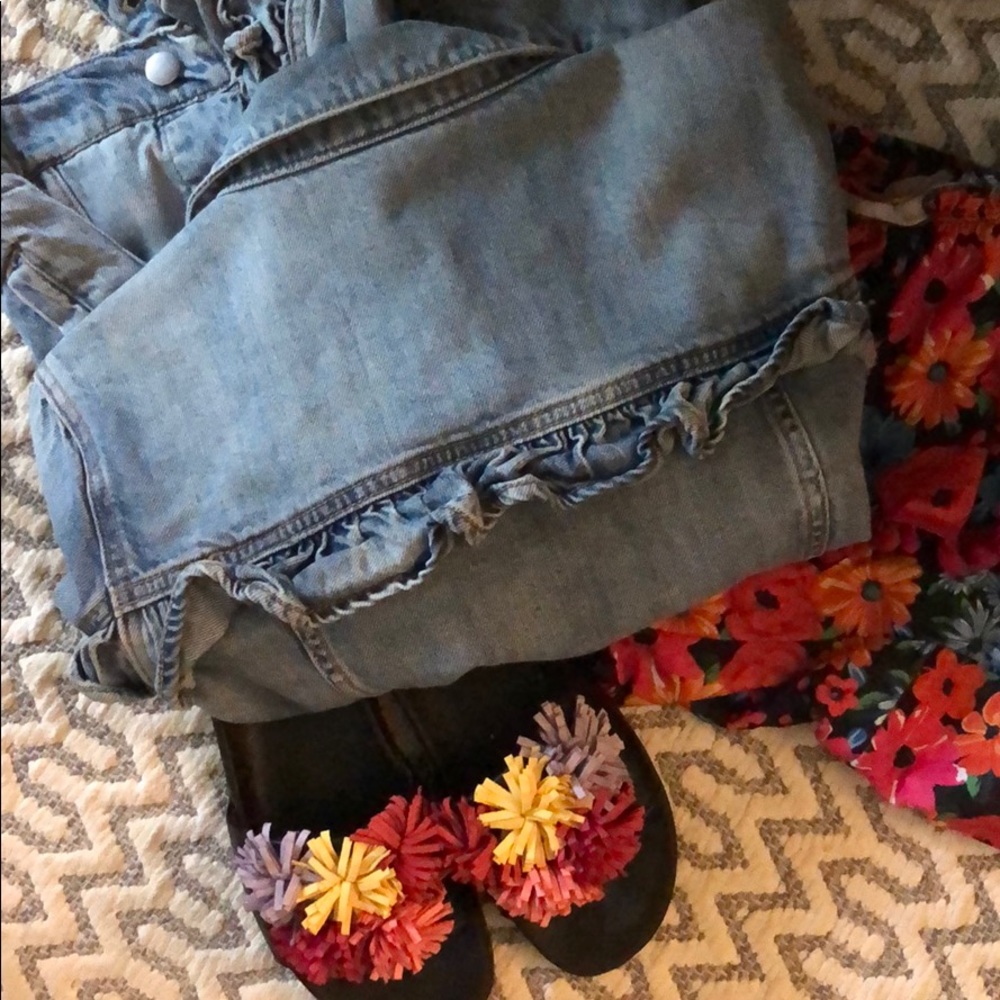 Flirty flowy oversized jean jacket